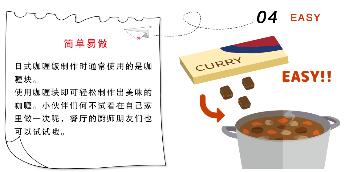 好侍食品_简单易做,日式咖喱饭制作时通常使用的是咖喱块。使用咖喱块即可轻松制作出美味的咖喱。小伙伴们何不试着在自己家里做一次呢，餐厅的厨师朋友们也可以试试哦。